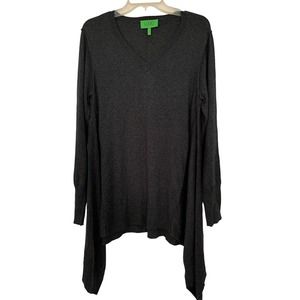 LOGO Lori Goldstein Womens M Gray Cashmere Sweater Asymmetric Soft Knit